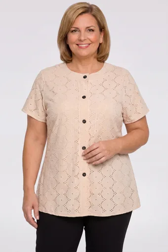 Tamnoplava bluza s ukrasnim gumbima