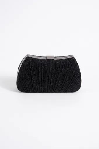 Crna clutch torbica torbica s volanima od tkanine