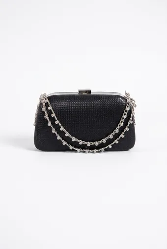 clutch torbica s dvostrukim lancem i kristalima