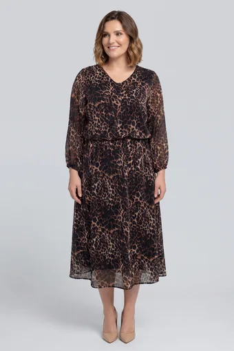 Tamnosmeđa haljina s leopard printom