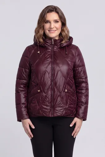 Tamnoljubičasta prošivena jakna s kapuljačom