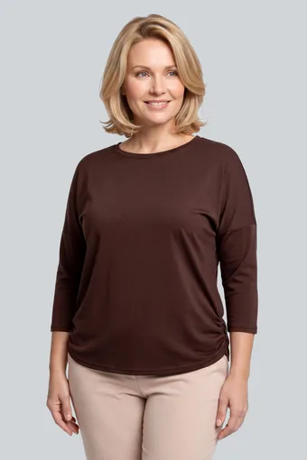 Tamnosmeđa bluza s naborima